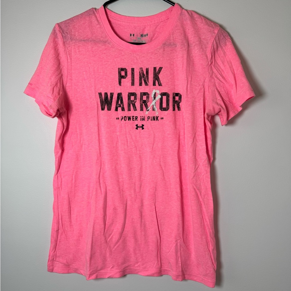 Under Armour Pink Warrior Graphic Tee Breast Cancer Medium